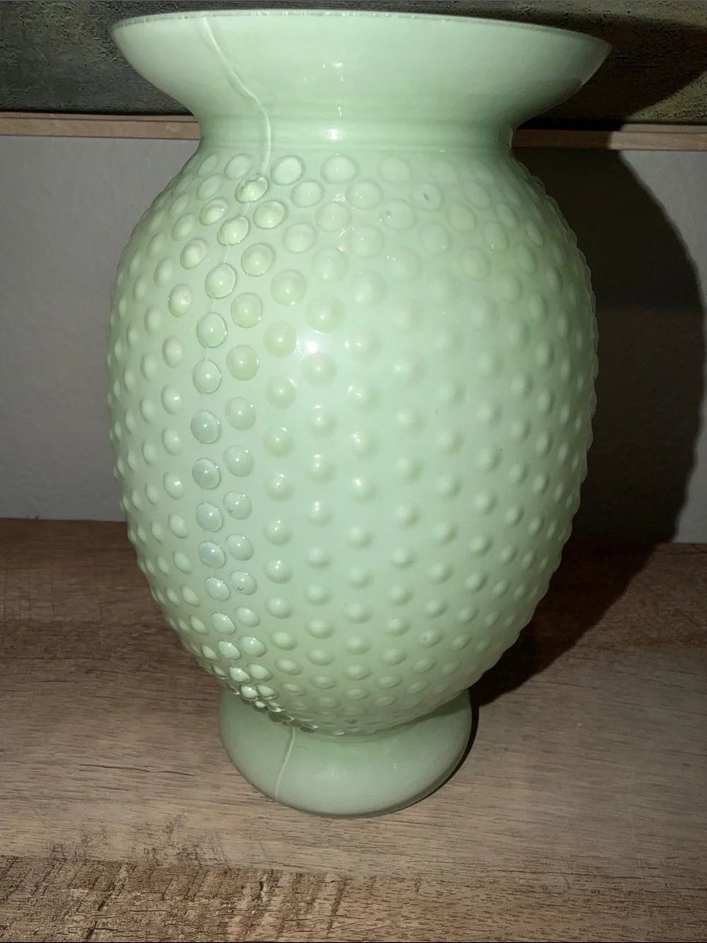 Mint Green Hobnail Glass Vase - Looks like a Fenton and may say 2000 on bottom